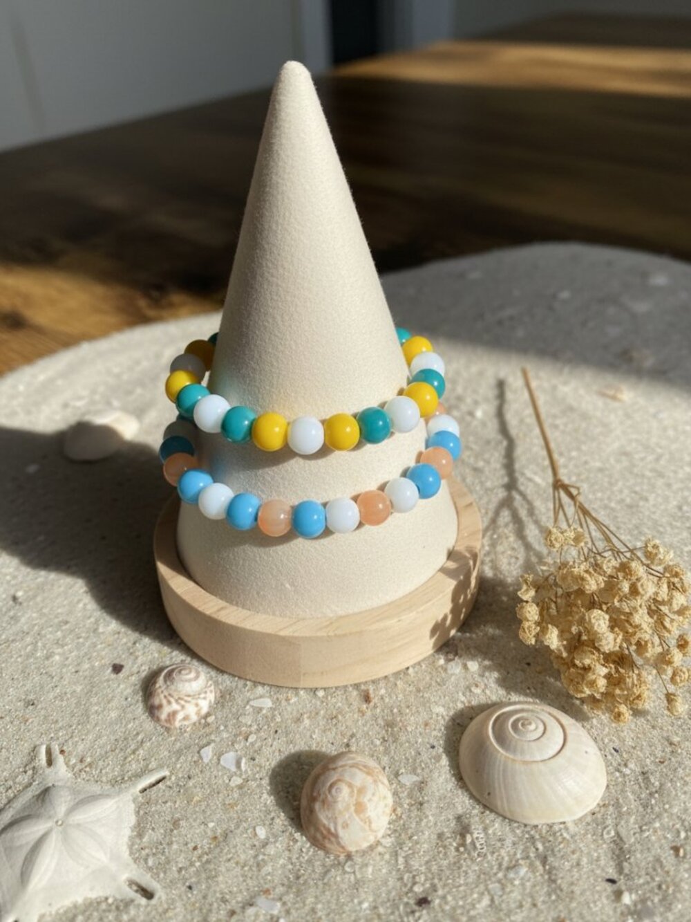 Sandy Tides Beaded Bracelet Set | Handmade Stretch Bracelet Duo Gift Set